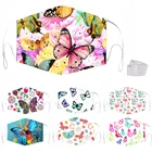 Маска женская многоразовая Пылезащитная, PM2.5, с винтажным принтом бабочек и 2 фильтрами, смываемая маска