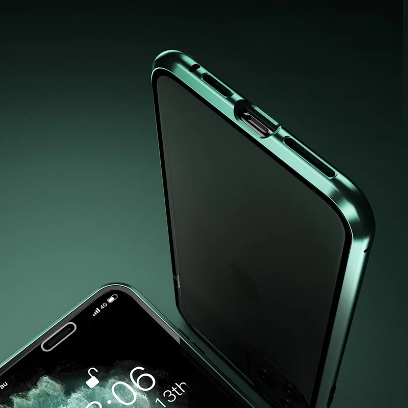 

360 Magnetic Metal Adsorption Case for iPhone Double-sided Glass Cover for iPhone 12 11 Pro X XS Max XR 12 Mini 6 6S 7 8 Plus SE
