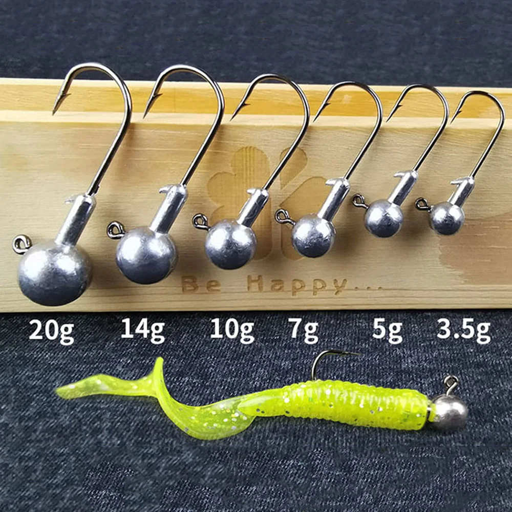 

50pcs Jig Head Sharp Fishing Hook 1g-20g Jigs Hooks For Soft Fishing Lure Carbon Steel Jigging Fishhooks For Worm Soft Bait Lure