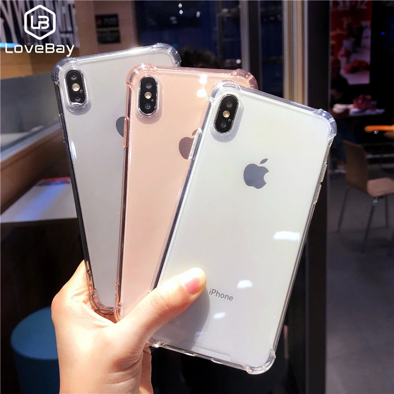 Lovebay Телефон чехол для iPhone 6 6s 7 8 Plus X XR XS Max простой с предохранительными подушками