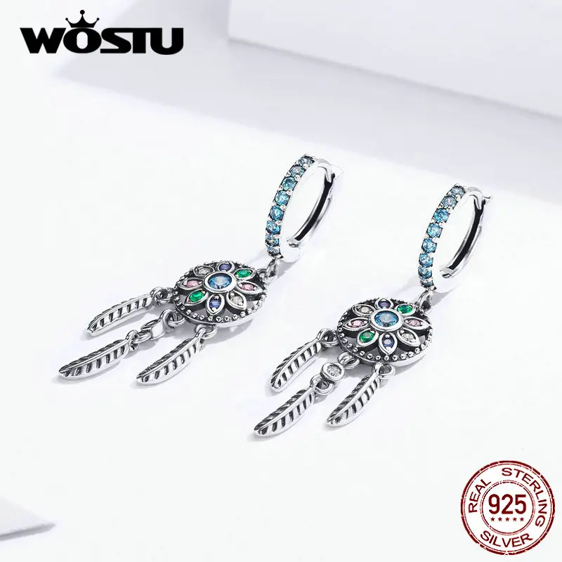 WOSTU Лидер продаж S925 серьги «Ловец снов» Аутентичные 925 Висячие серьги из серебра 925 пробы для женщин Свадебная вечеринка подарок DXE713
