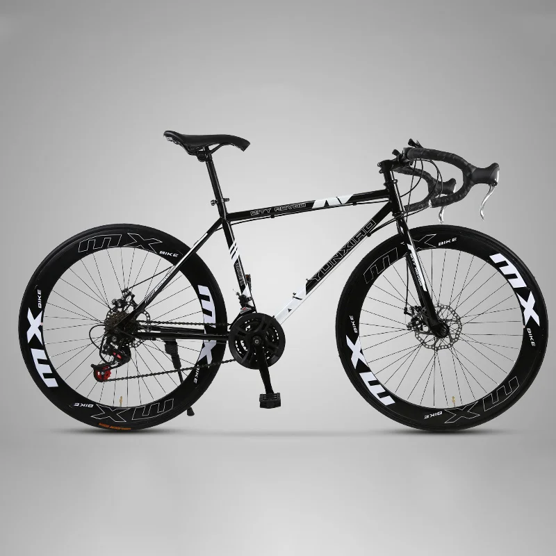 26 Inch Road Bike Fixed Gear Bicycle 24 Speed Croissant Bend Double Disc Brake Racing Adult Male And Female Students | Спорт и