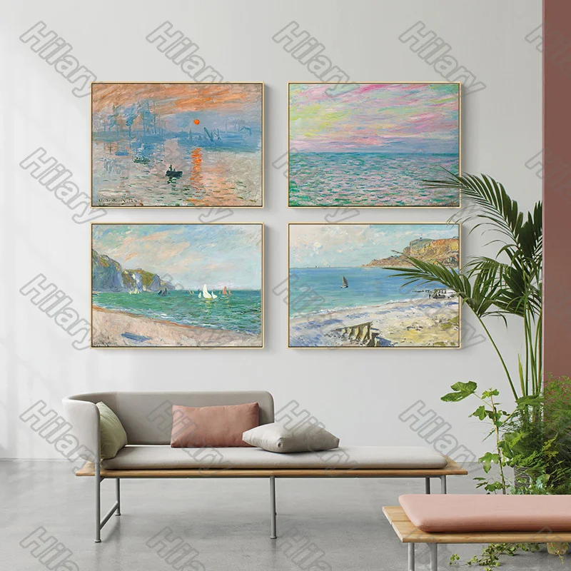 

Poster Monet's Painting Landscape Canvas Painting Wall Art Home Decoration for Living Room and Bedroom Frameless Style