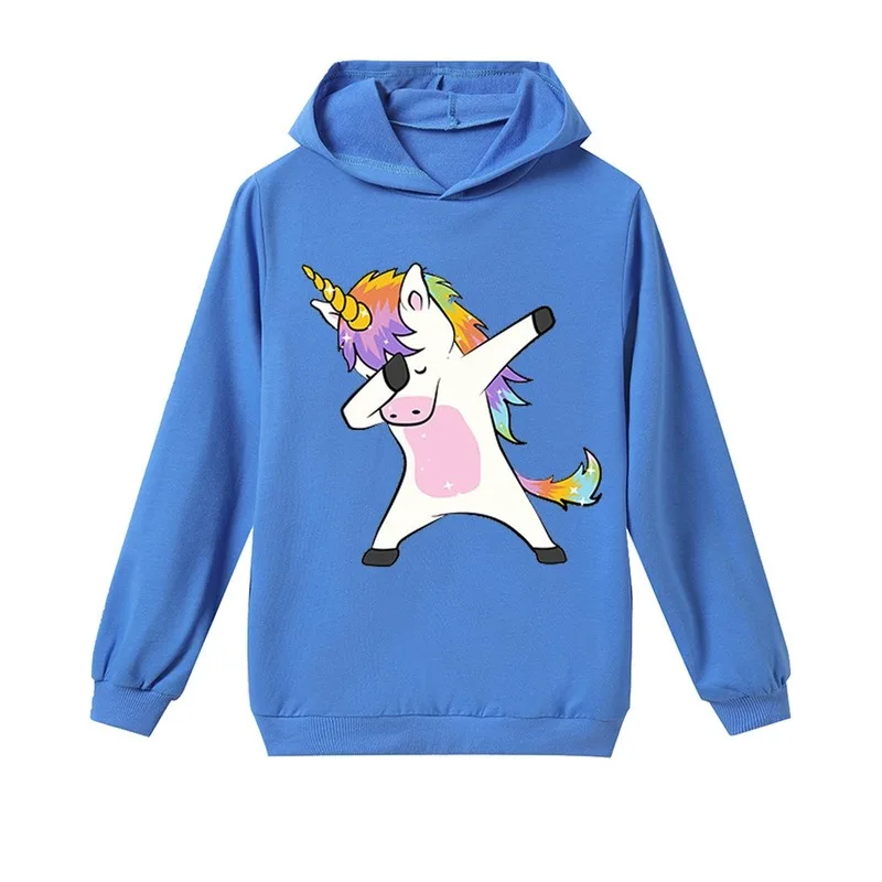 Новинка 2019 худи с длинным рукавом и мультяшным принтом единорога Спортивный