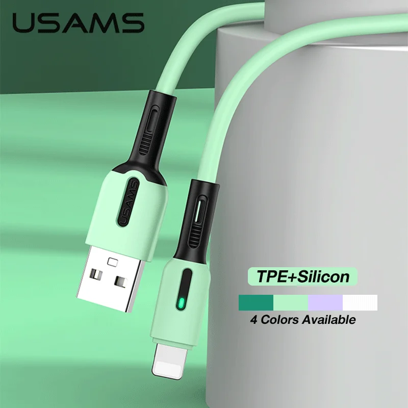 

USAMS 1m 2A U51 Liquid Silicone Cable Type C Micro USB Lightning Phone Cable for iPhone Huawei Sumsung Xiaomi Data Sync Cable