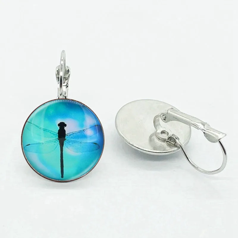 Лидер продаж милые серьги-подвески в виде стрекозы круглые стеклянные выпуклые