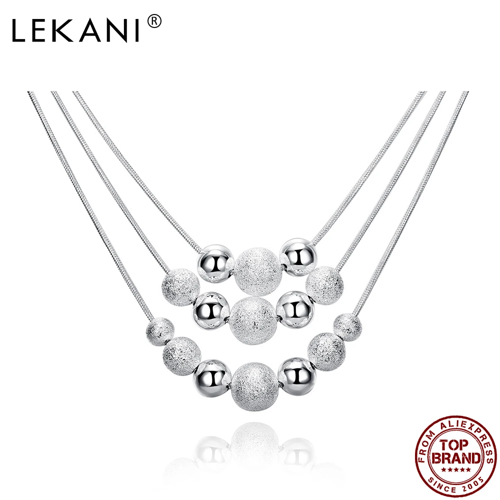 

LEKANI Ball White Pendant Necklaces For Women Men Three Line Multiple Beads Unisex Necklace Party New Arrival Fashion Jewelry