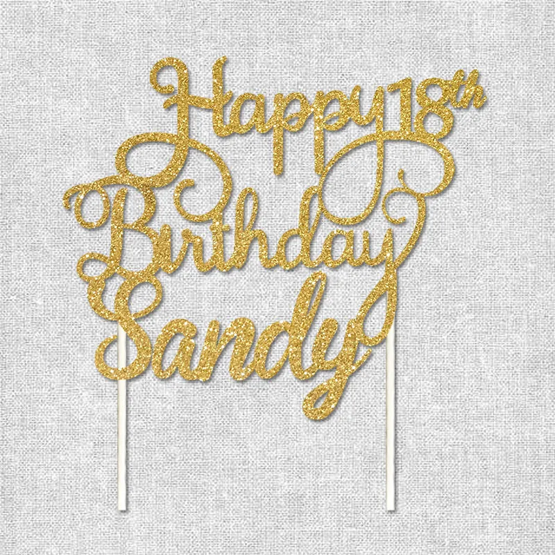 Расширенный блеск С Днем Рождения изготовленный на заказ Топпер для торта