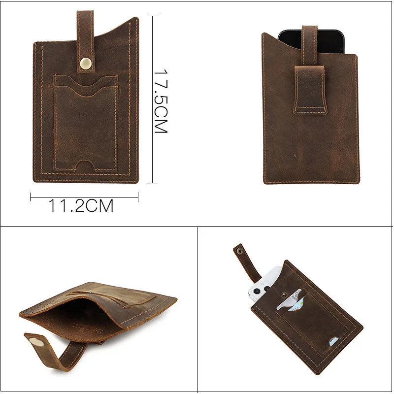 Genuine Leather Cellphone Belt Fanny Waist Bag For iPhone 13 12 11 Pro MAX Men Loop Holster 4-6.7 Inch Phone Case  Case Outdoor