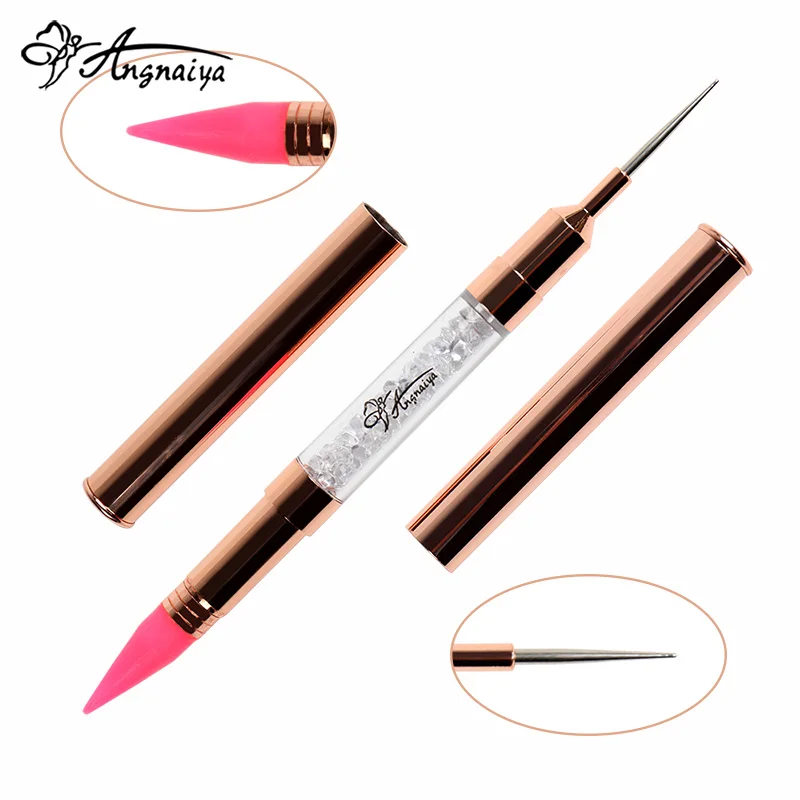 ANGNYA двухсторонний инструмент для розовое золото Nail Art Pen расставить Стразы с