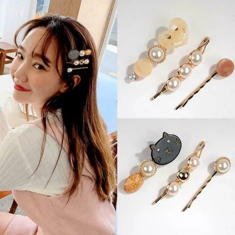 Модные жемчужные заколки для волос Ins набор женщин заколка пряжка золотые