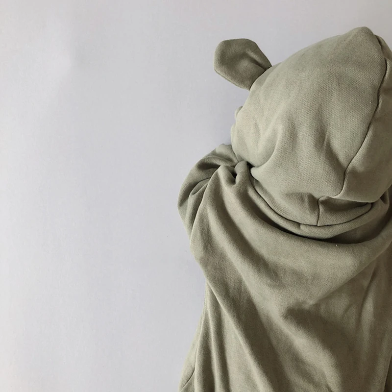 Baby Boys Girls Clothes Hoodie Long Sleeved Cute Solid Romper Spring Autumn Pure Cotton Infant Kids Fleece Thicken Jumpsuits