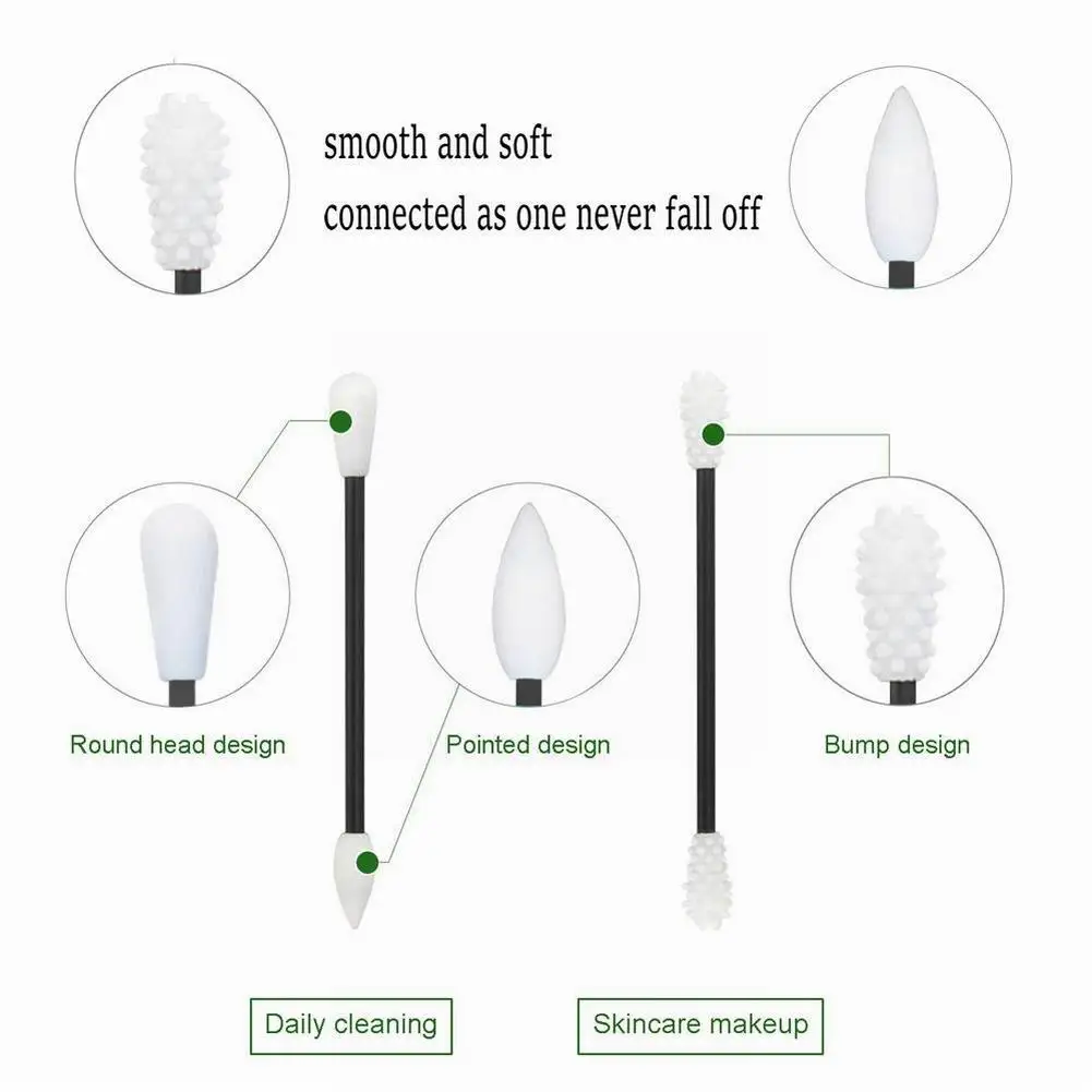 

New Durable 5 Colorscotton Swabs Waterproof Reusable Environmentally Silicone Swabs Ear Cleaning Double-ends Swabs Carrying Case