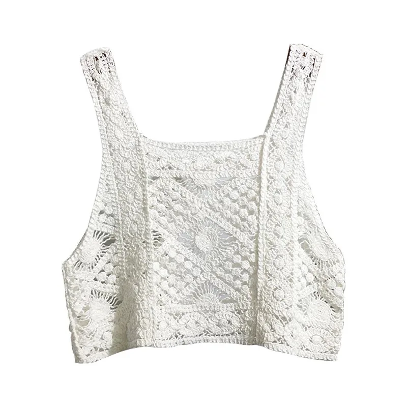 SVOKOR Crocheted Short Tank Tops Women Hollow Knit Vest Sling Top Comfortable Sleeveless Camis Crop Camisole | Женская одежда