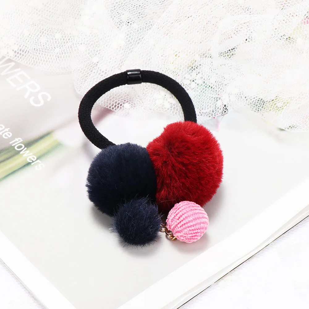 1 шт. Искусственный Мягкий мех мяч эластичная веревка для волос приморские