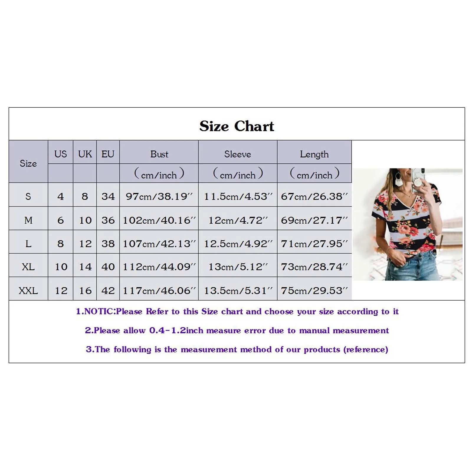 

Women's Casual aesthetic printing t shirts summer Multicolor Stripe Splicing V-neck Short Sleeve Top camisetas de mujer#40