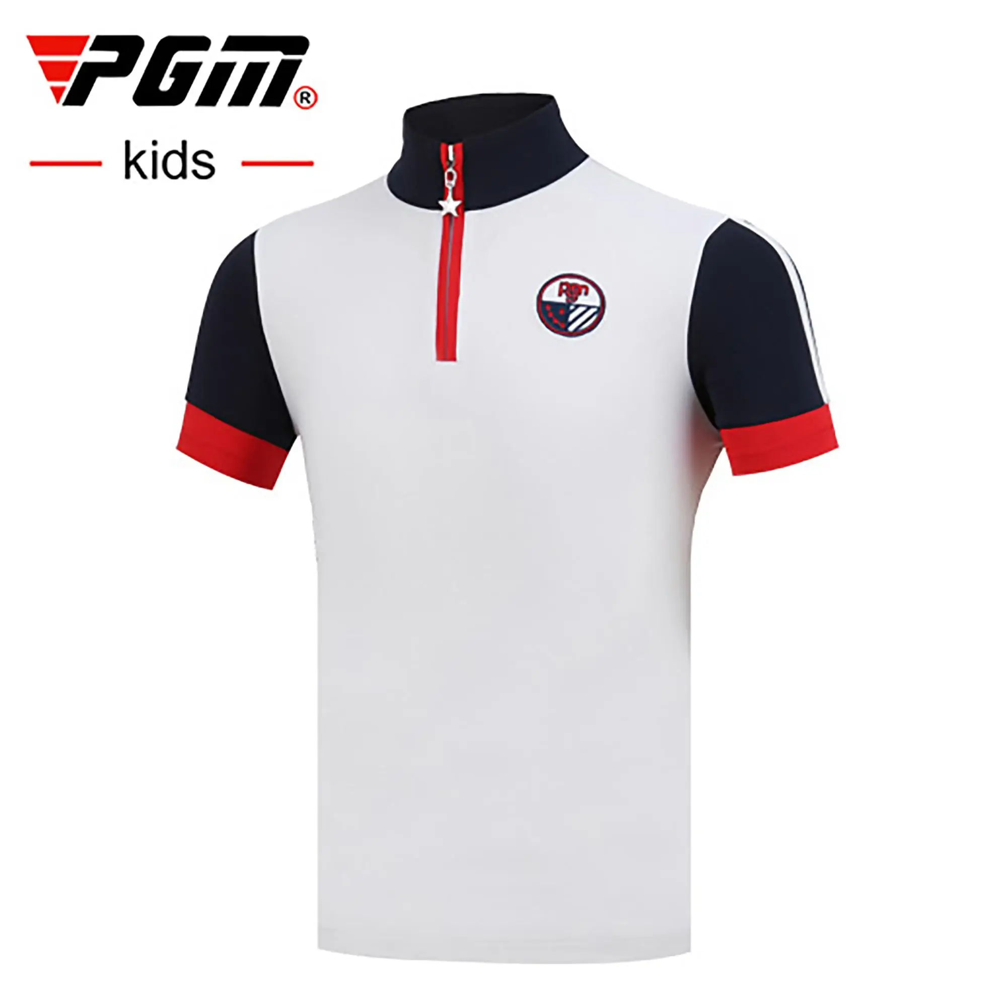 Футболка PGM для мальчиков с коротким рукавом и воротником стойкой быстросохнущая