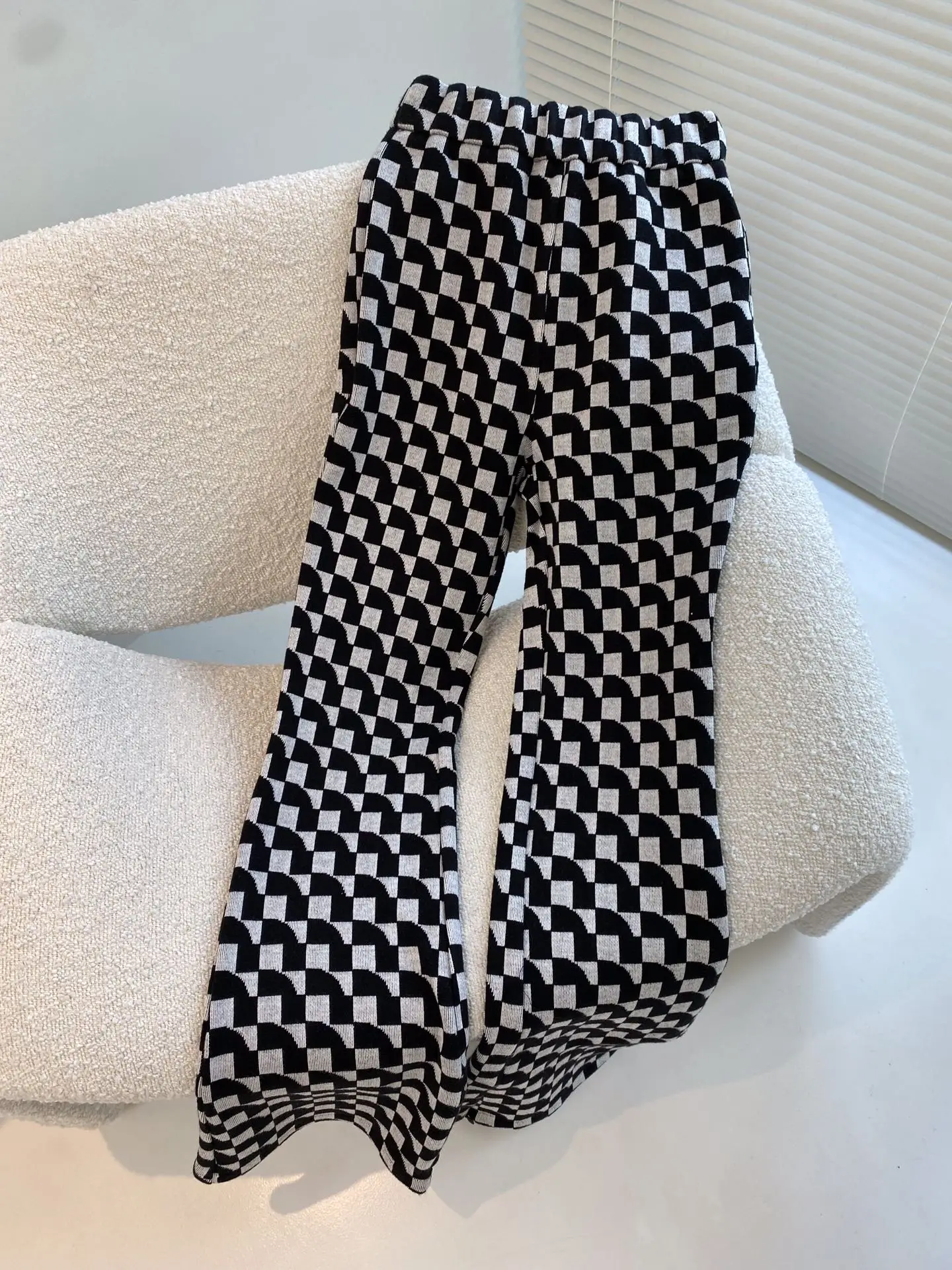 2021 новые женские модные свободные шахматные эластичные Слаксы с высокой талией