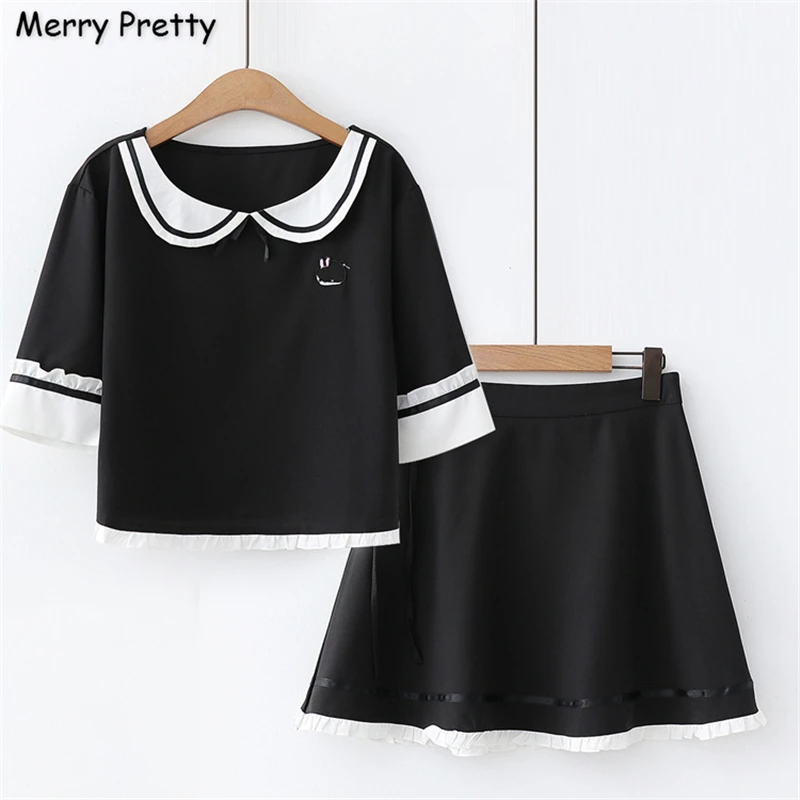 Женский комплект из двух предметов Merrt красивая футболка и юбка с круглым