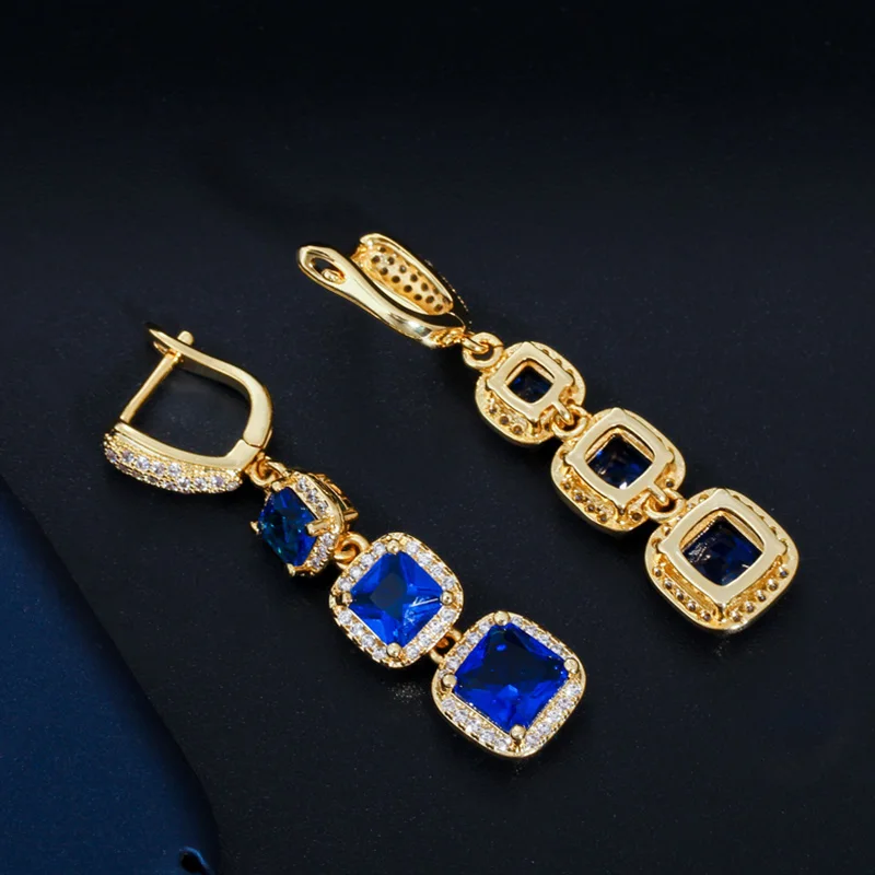 Классические серьги подвески Pera 3 больших квадратных длинных индейских красных