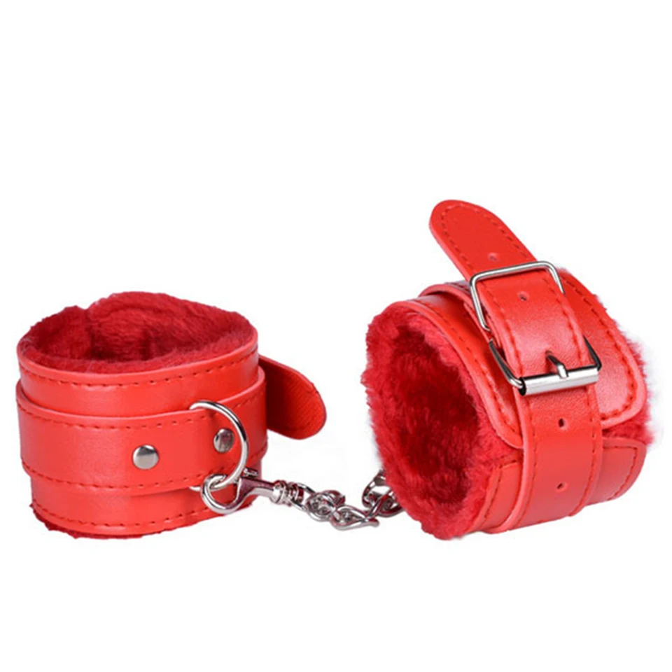 HandCuffs red Ролевые игры из искусственной кожи наручники с ключами полицейская ролевой косплей инструменты полицейская игрушка для детей мальчик подарок на день рождения - Цвет: HandCuffs red
