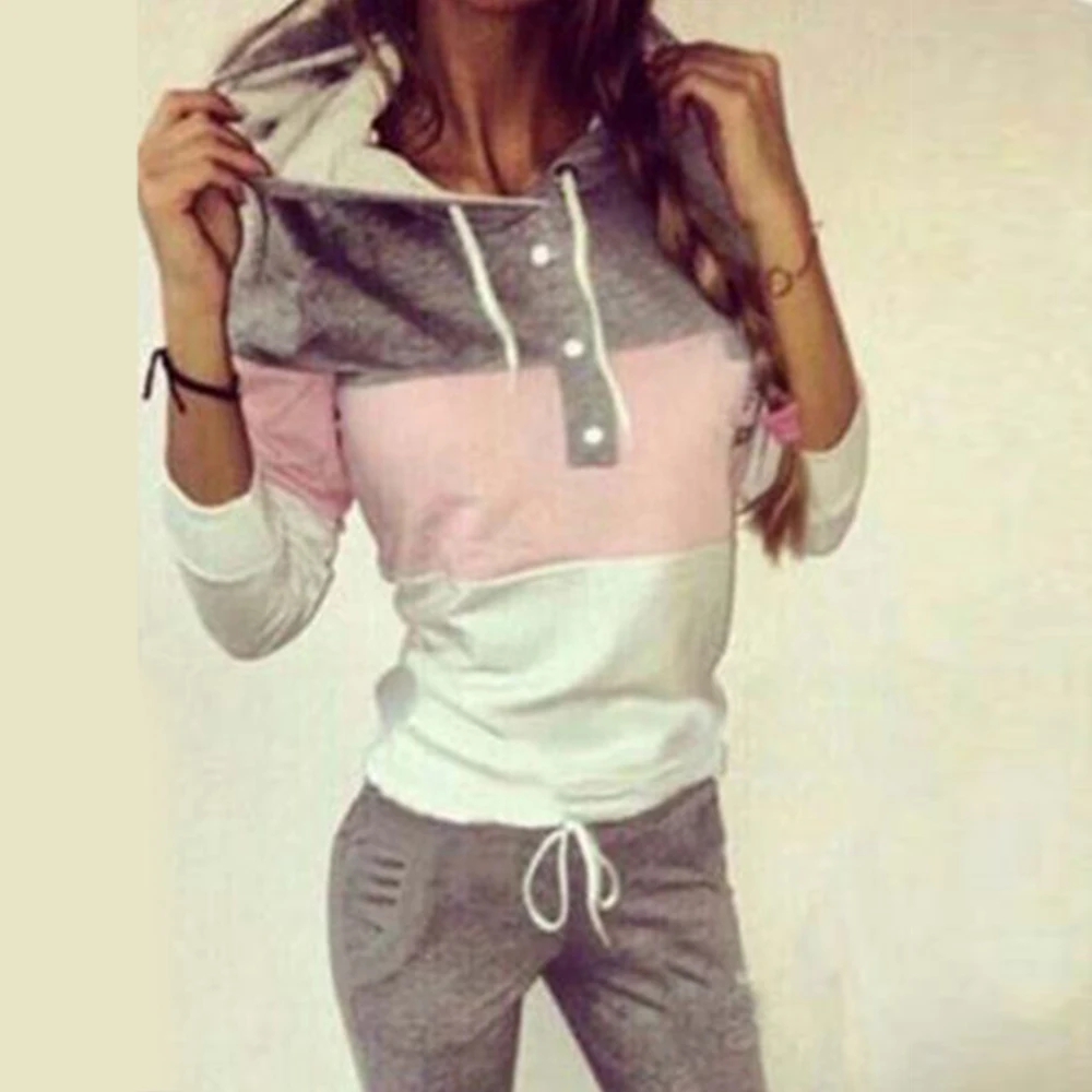 Осенний Женский комплект спортивный костюм 2 предмета толстовка с капюшоном