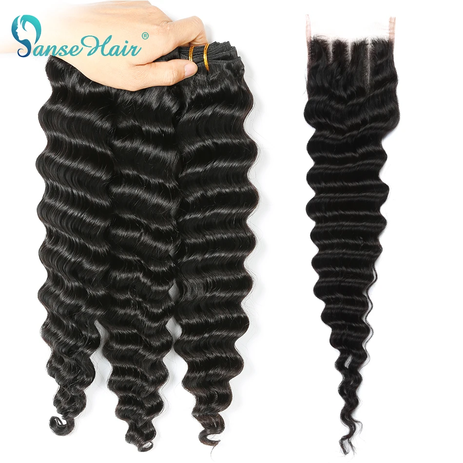 Бразильские волосы Panse удлинители волос с глубокой волной 3 пряди кружевной