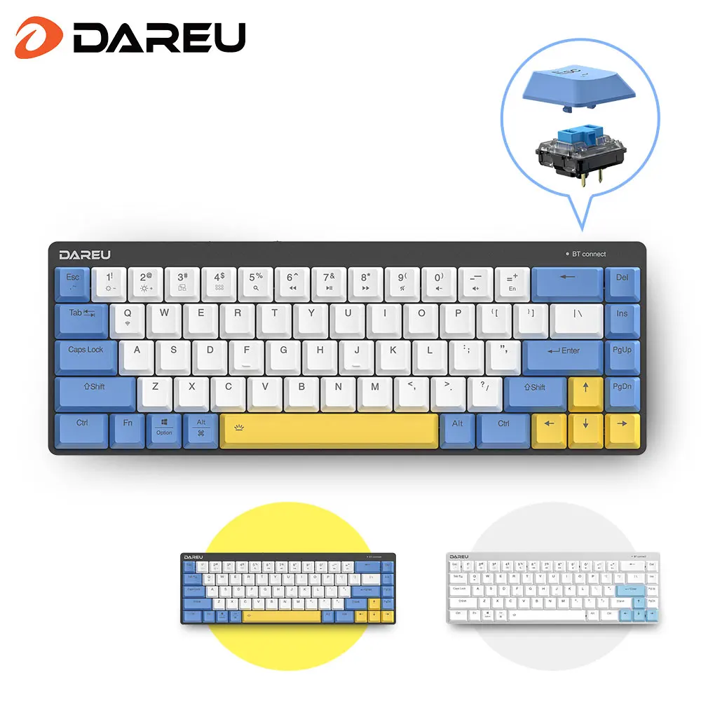Dareu EK868 низкопрофильный механический переключатель беспроводная клавиатура BT 5 1