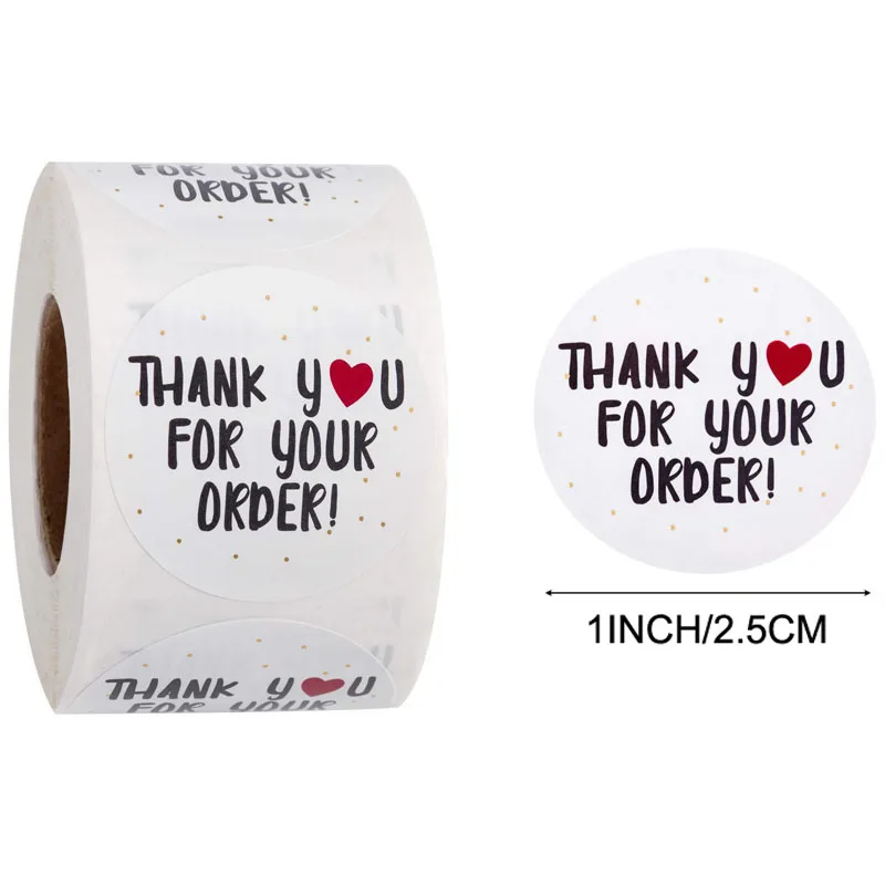 

500Pcs 1'' 1.5'' Gift Sealing Stickers Thank You Love Design Stickers for Envelope Jars Goods Classification Mark Sign Labels