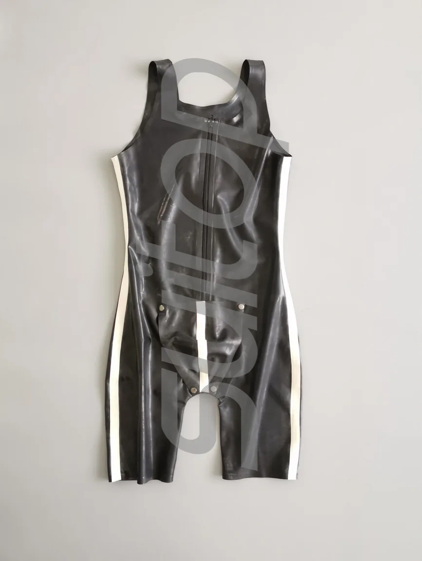 Мужская мода sheathy латексная одежда Майо с задней застежкой спереди молния до