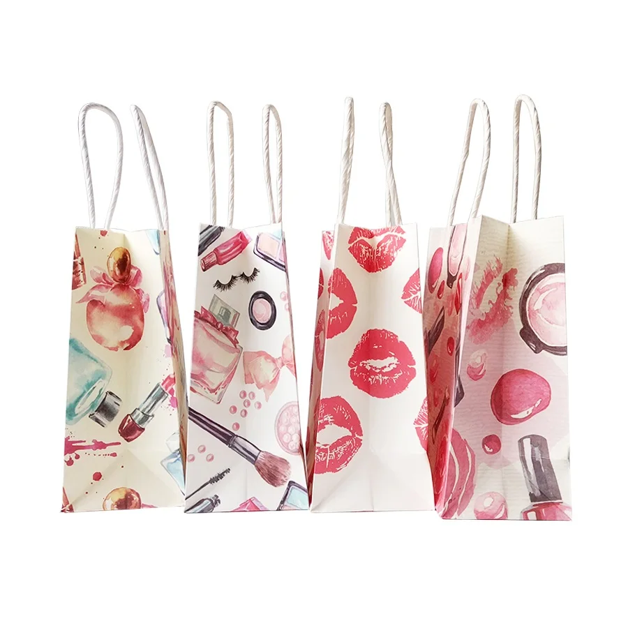 40 шт./лот 15x18 см косметические бумажные пакеты с рисунком ручками подарочные для