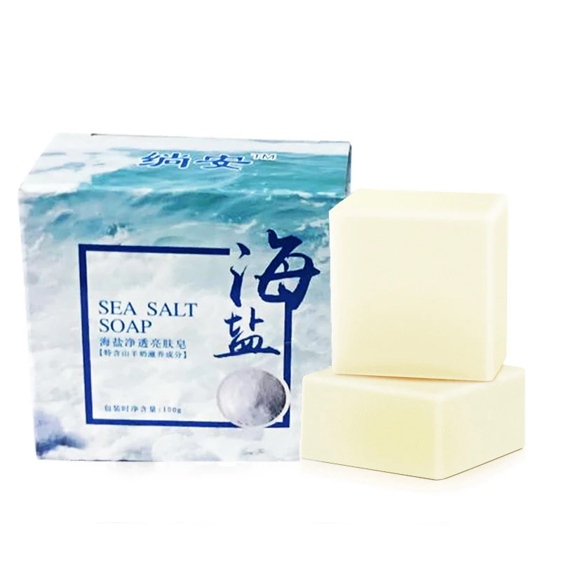 

100g Removal Pimple Pore Acne Foaming Sea Salt Soap Cleaner Moisturizing Goat Milk Soap Face Care Wash Nature Basis Soap