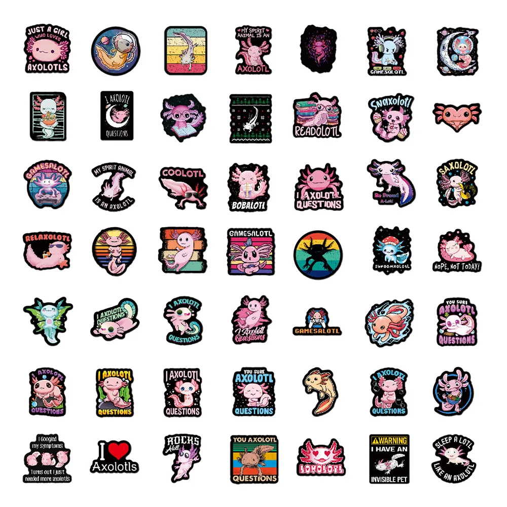 103050100pcs cute animal axolotl graffiti stickers cartoon decals water bottle laptop fridge scrapbook diary sticker kids toy free global shipping