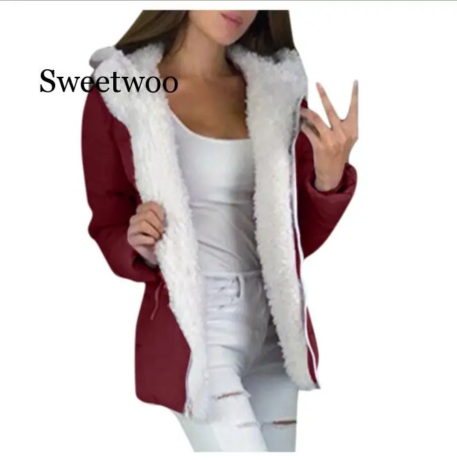 Fashion Women Winter Coat Women Winter Thicken Coats Long Sleeve Warm Jacket Outerwear Zipper Coat Women Long Sleeve Blend coat