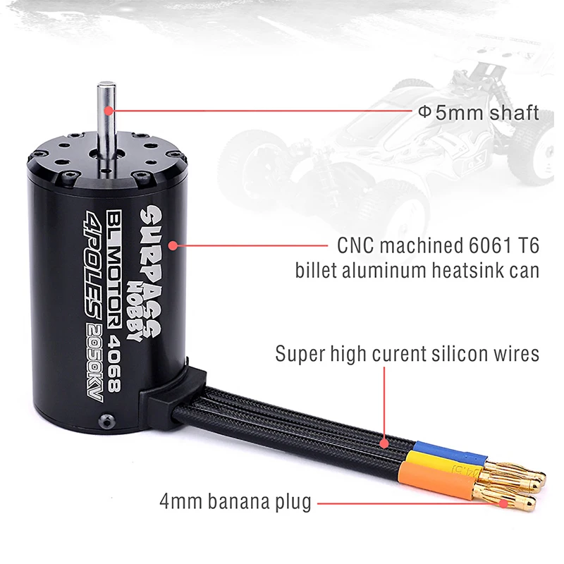 SURPASSHOBBY 4068 2050KV бесщеточный мотор водонепроницаемый безсенсорный+ 120A ESC для 1:8 RC Drift Racing внедорожный альпинистский автомобиль
