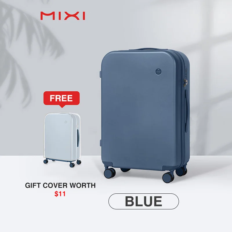 Mixi PC Men Women Luggage Suitcase Travel Trolley Case Mute Spinner Wheels Rolling Luggage Case TSA Lock Carry Ons M9236 - Цвет: Blue