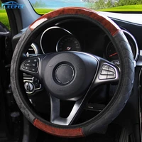 4 colors wooden pattern car steering wheel cover universal interior accessories pu leather steering covers auto decoration