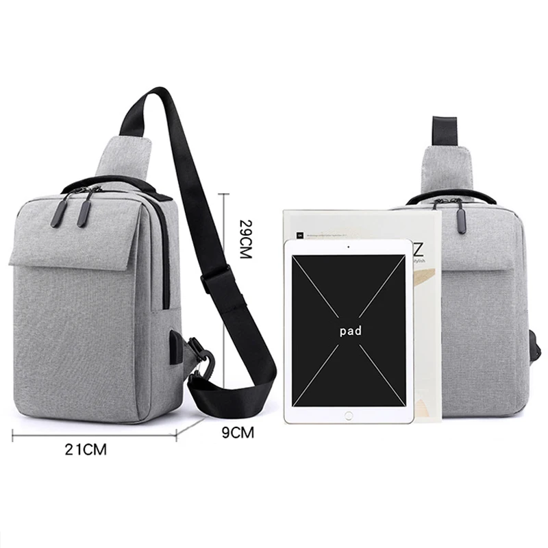 

New Cool Nylon Crossbody Quality USB Charging Men Chest Bag Waterproof Travel Shoulder Causal Men Messenger Bag