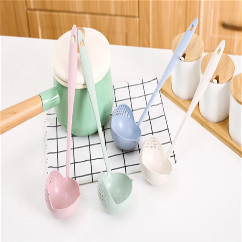 2 в 1 ложки с длинной ручкой супная ложка дома сито для приготовления пищи дуршлаг