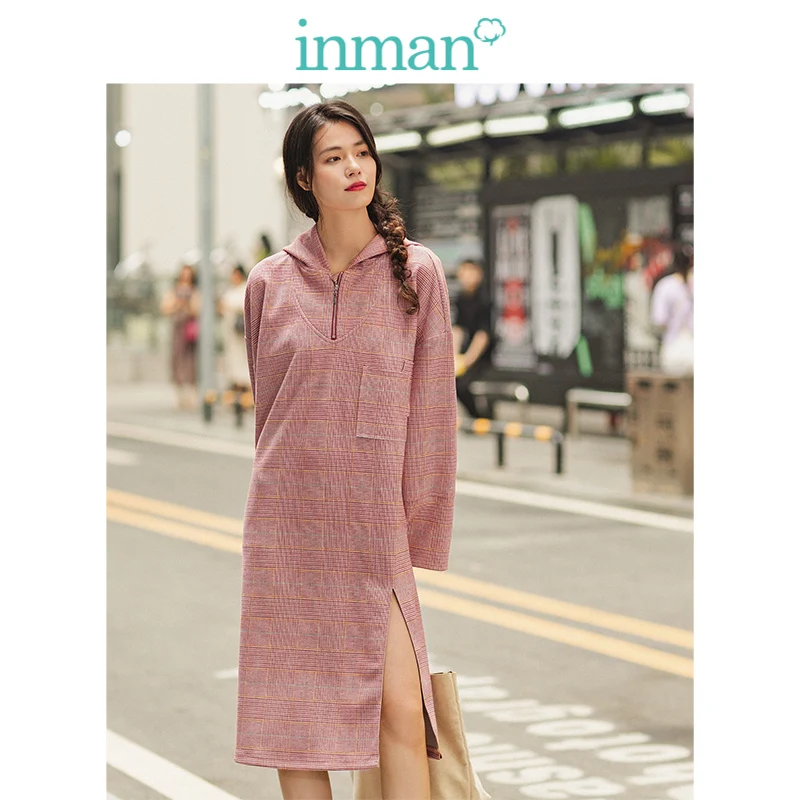 Женское Повседневное платье свитер в клетку с капюшоном|Женские платья| |