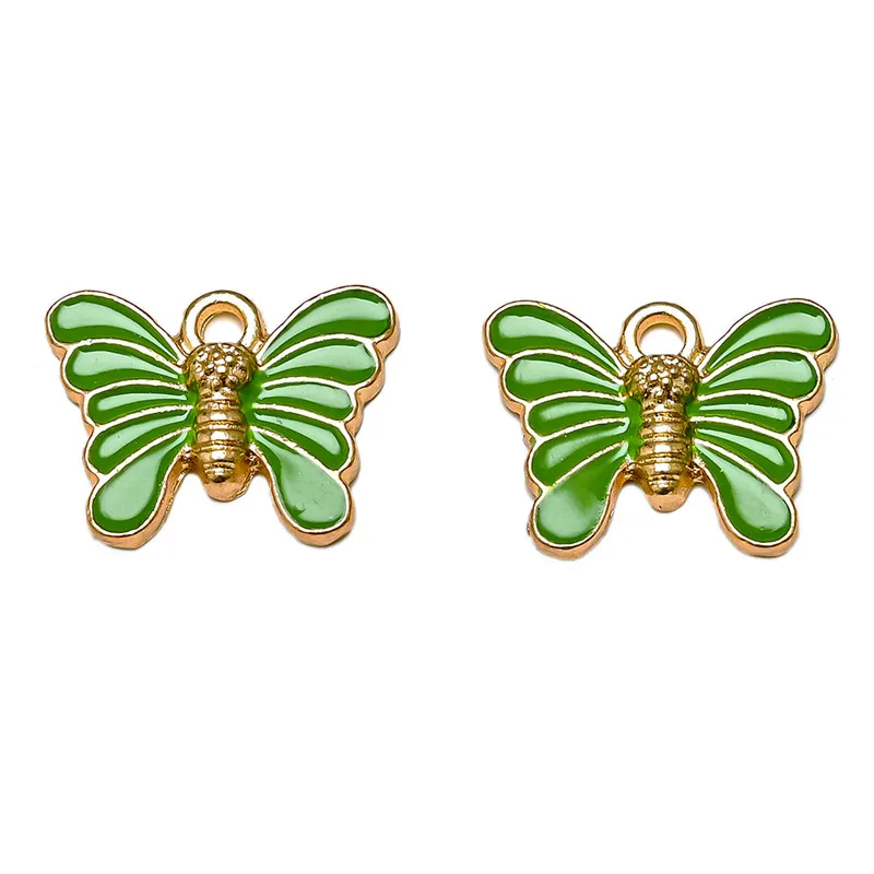 

10pcs/pack 16x13mm Gold Color Butterfly Charm Pendants Alloy Metal Enamel Charms For DIY Jewelry Making
