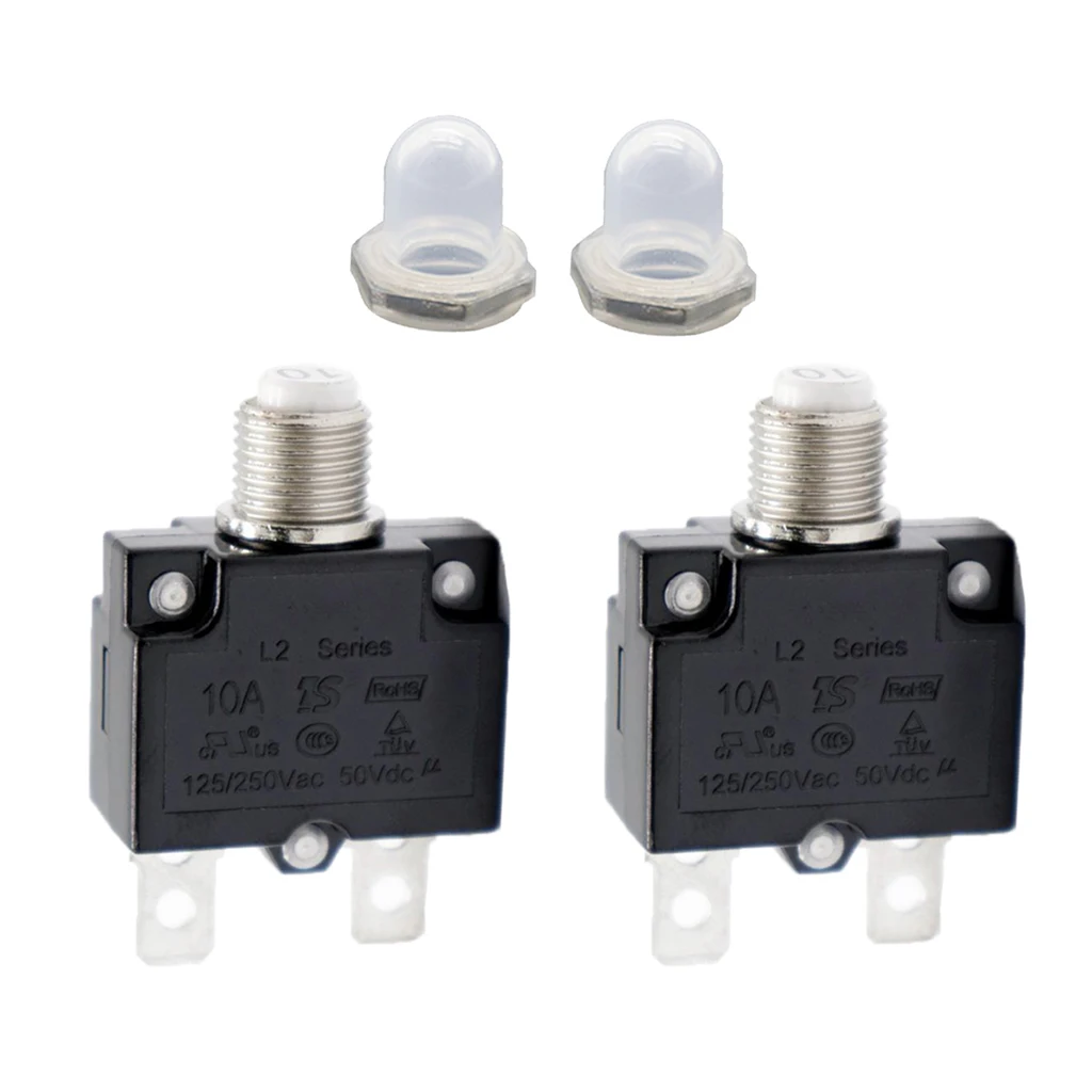 2x Circuit Breaker 10AMP Push Button Resettable Thermal Panel Mount AC 125/250V | Автомобили и мотоциклы