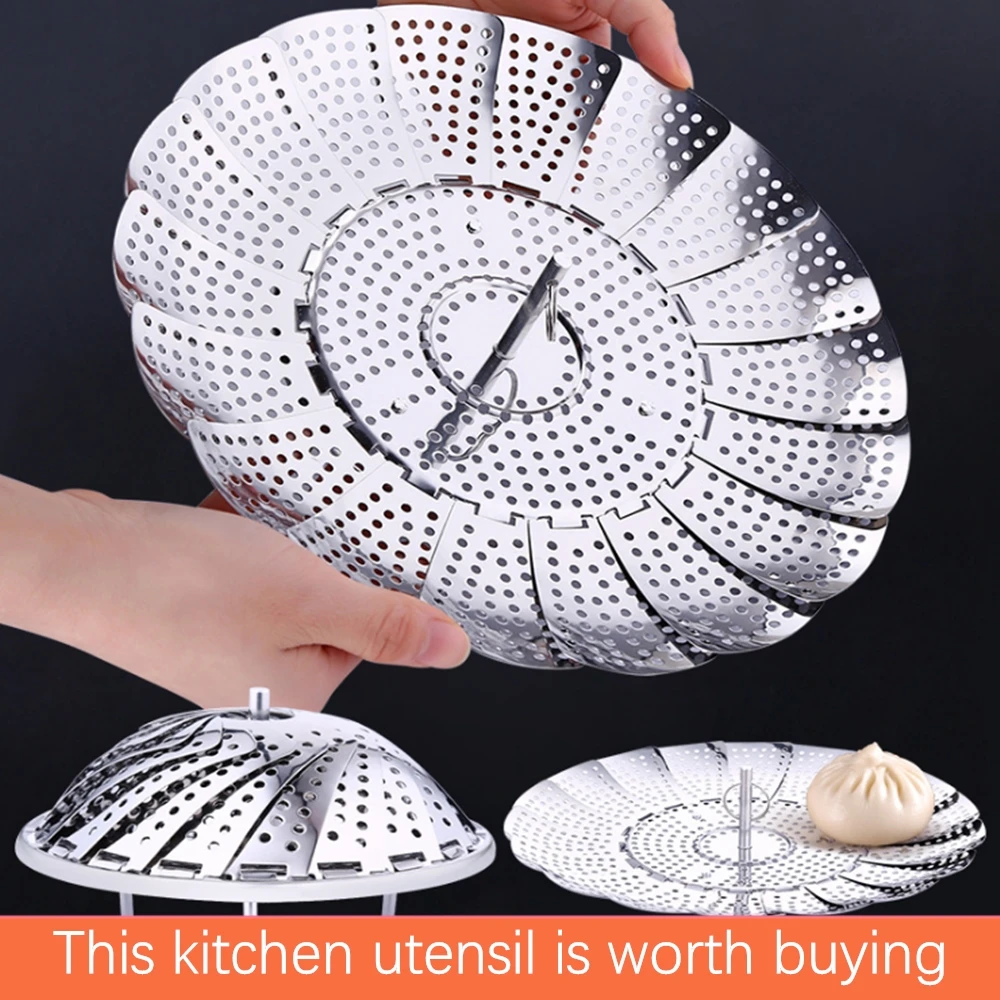

Multifunctional Folding Stainless Steel Steamer Vegetable Kitchen Fruit Food Basket Net Steamer Shelf Cookware and Cookware