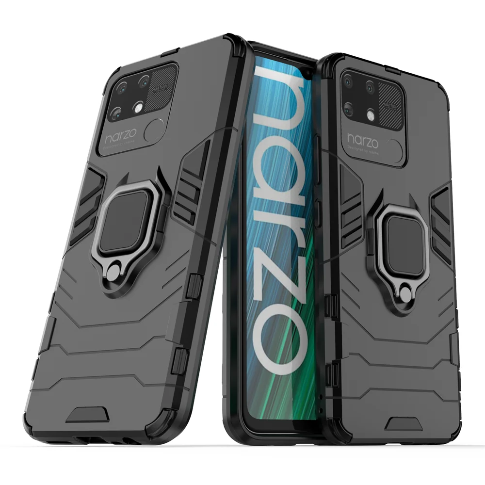 

Чехол для Realme Narzo 50A для Oppo Realme Narzo 50 a защитный чехол из твердой резины Силиконовое кольцо Броня чехол Realme Narzo 50A Обложка