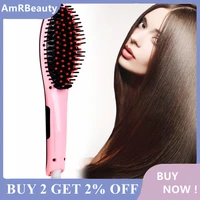 hair comb electric hair straightening ceramic brush hair straightener comb girls ladies wet dry hair care styling tools