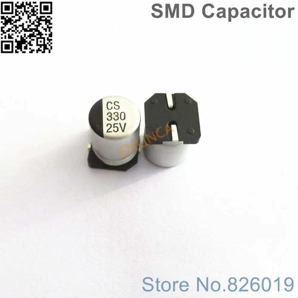 

200pcs/lot 25v 330uf SMD Aluminum Electrolytic Capacitors size 8*10.5 330uf 25v