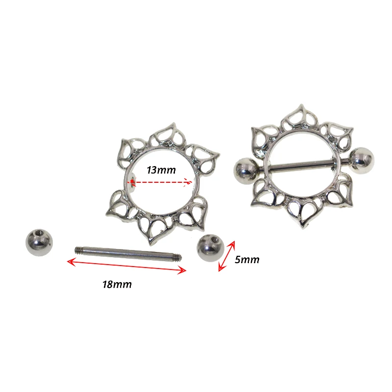 Кольца из нержавеющей стали 316L в виде цветка для сосков пирсинг украшения тела