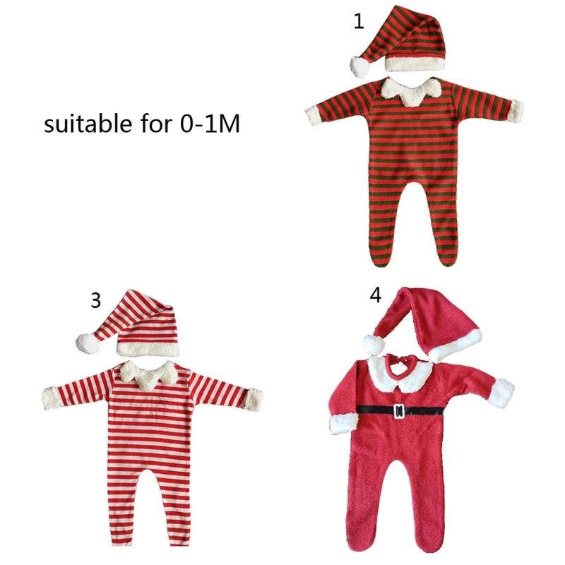 Для новорожденных Милая Пижама с рождественским принтом, пижама; Детская одежда с капюшоном Детские Подставки для фотографий Санта Клаус н... от AliExpress WW