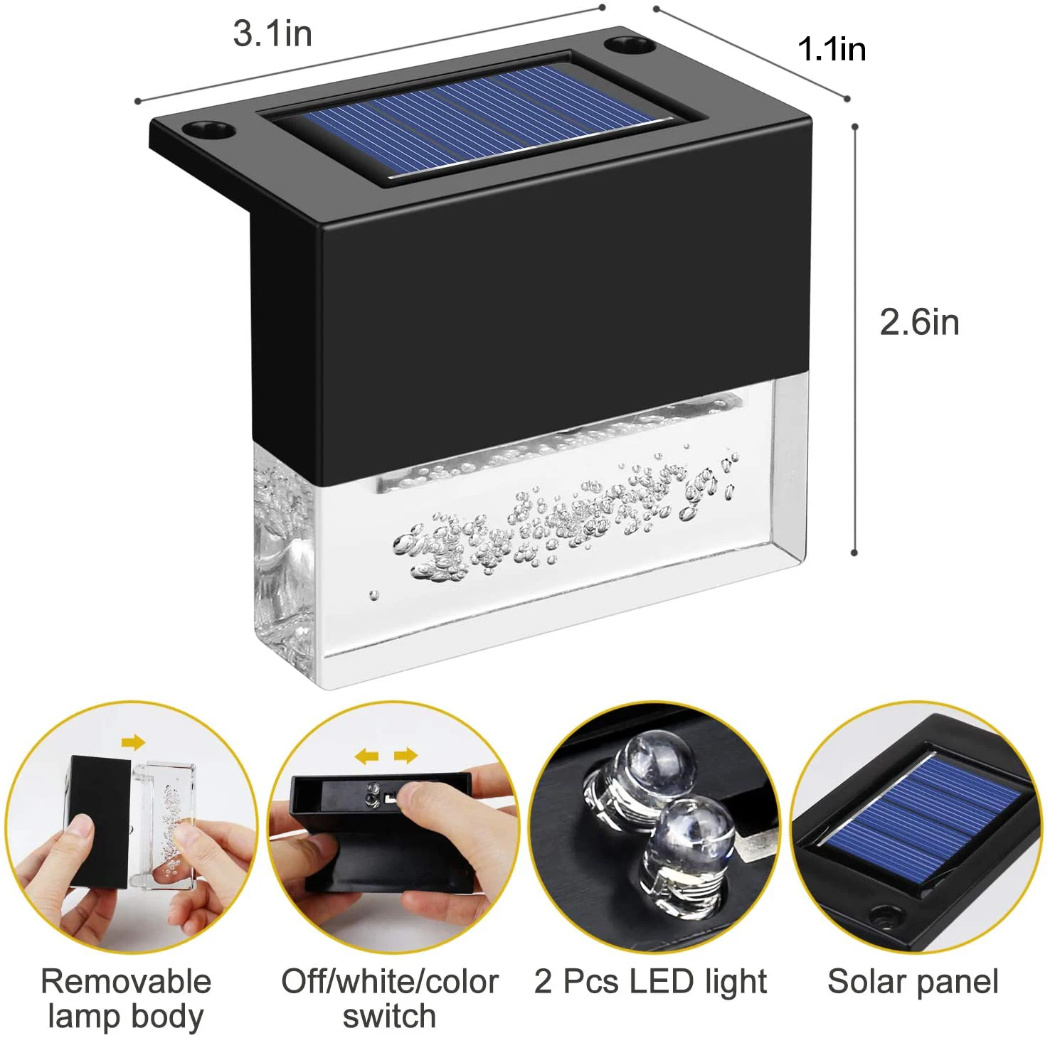 Светодиодная уличная лампа на солнечной батарее с изменением цвета теплого