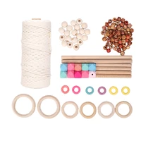 3mm macrame cord kit with wood ringswooden stickswooden beads for plant hangermacrame wall hangingknitting diy crafts